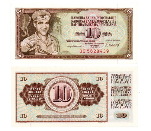 Yugoslavia Billete 10 Dinares Año 1981 P#87 Sin Circular