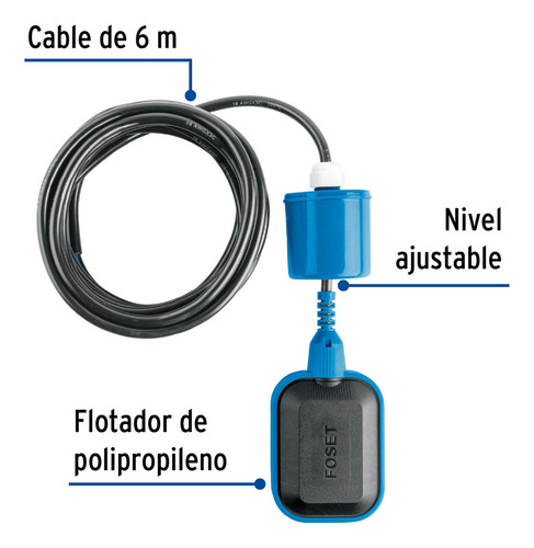 Flotador Eléctrico Para Cisterna O Tinaco 6 M Foset Fle-6