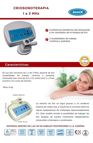 Imagen 6 de 11 de Criosonoterapia Demik Ultrasonido + Crioterapia Ultrasonido