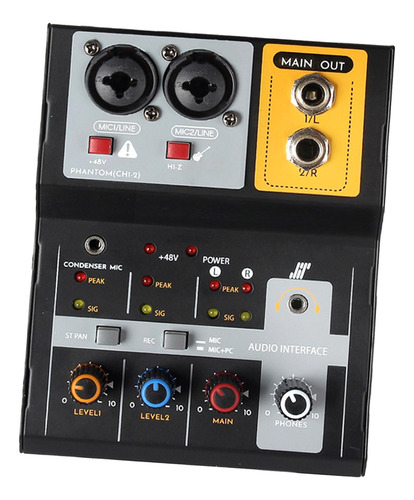 Mezclador De Audio 48v Audio De 2 Canales Para Transmisión