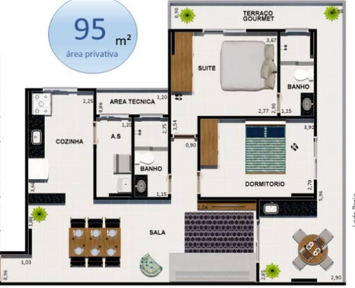 Imagem 3 de 6 de Apartamento, 2 Dorms Com 95.88 M² - Guilhermina - Praia Grande - Ref.: Air63 - Air63