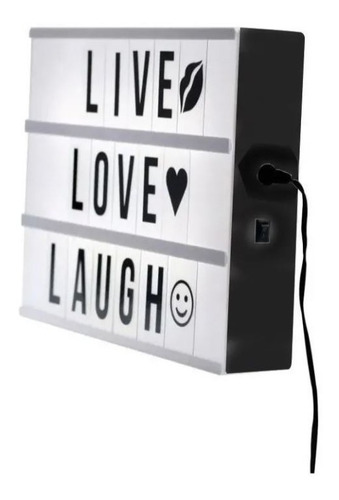 Caja De Luz Led Lightbox A4 Pizarra Con Letras Y Emojis Color de la luz Negro