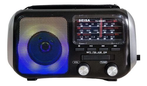 Radio Fm Am Sw Inalámbrico Linterna Led Sd Usb Recargable