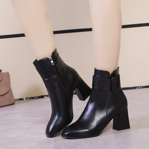 Botas Con Fondo Grueso En Forma De T, Botas Finas Con Punta