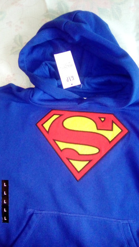 Poleron C/capucha Marca Gap Para Niño Logo Superman Talla L(10-11año) Color Azul