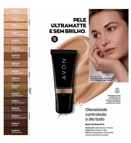 Base de maquillaje Avon True Color Base Ultramatte Base Ultramatte, tono beige medio