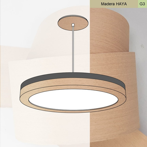 Lampara Techo Colgante Dual 42x6 30w Tubo Madera G3 + Color