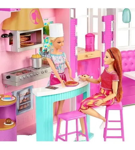 Conjunto Barbie Restaurante Com Boneca Mattel Hbb91