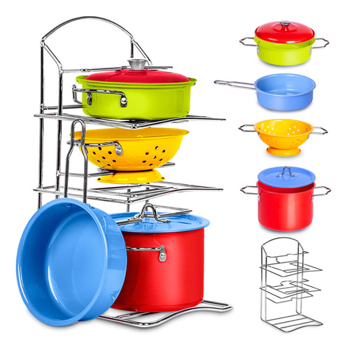 Set De Ollas Multicolor Para Cocina De Juguete Para Niños 