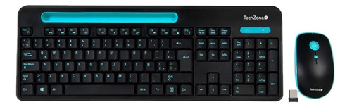 Teclado Y Mouse Inalámbrico Con Soporte Para Móvil De 9 Color del teclado Negro