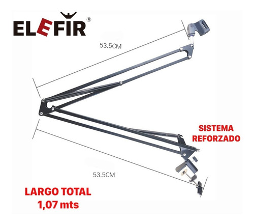 Imagen 2 de 10 de Soporte Micrófono Brazo Elefir Estudio Profesional 1,07 Mts