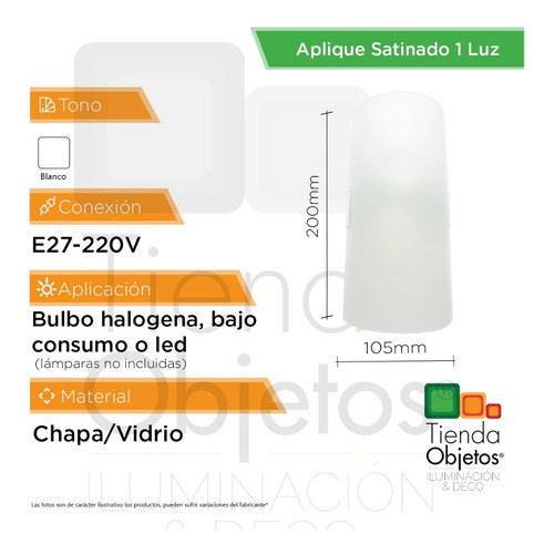 Imagen 2 de 10 de Aplique Pared Vidrio Curvo Satinado 1 Luz Ferrolux Ap-188