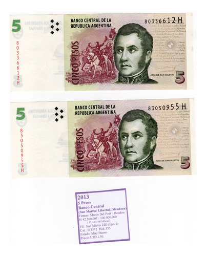 Ltbs013. Billete De 5 Pesos, Serie H De 2013, Bot.3332