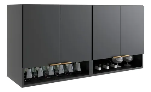 comprar Módulo Aéreo De Parede 120cm 4 Portas E 2 Nichos