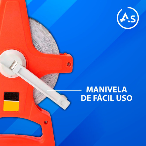 Imagen 3 de 6 de Cinta Métrica Agrimensor 50 Metros Retráctil Fibra Vidrio