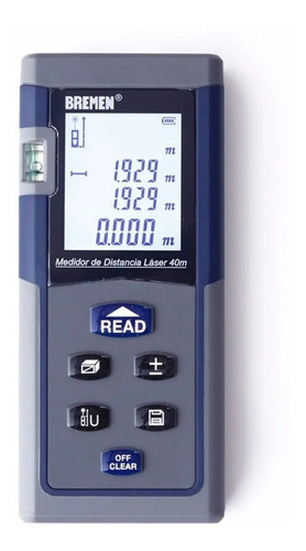 Imagen 1 de 7 de Medidor Laser Distancia Bremen 40 Metros Cinta Metrica 7028
