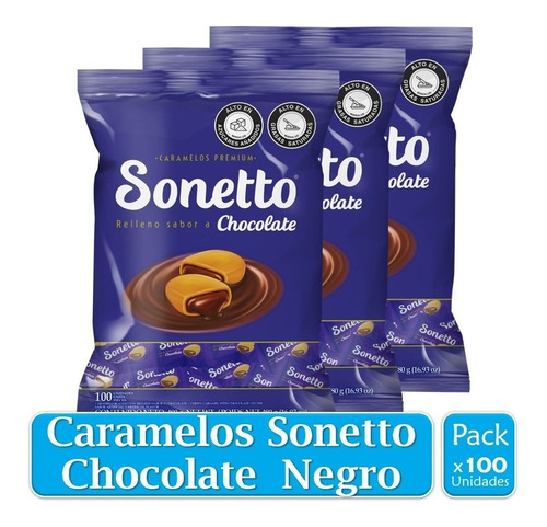 Caramelo Chocolate Negro Premium So - Unidad a $133
