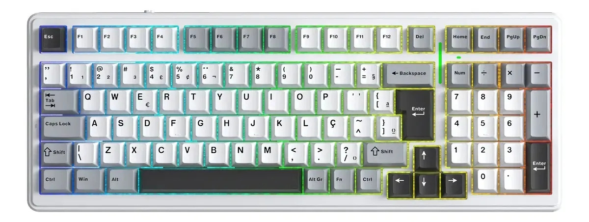 Teclado Aula F99 Versátil Otimiza Produtividade Fácil Conectar Wireless Bt 5.0 Rgb Abnt2