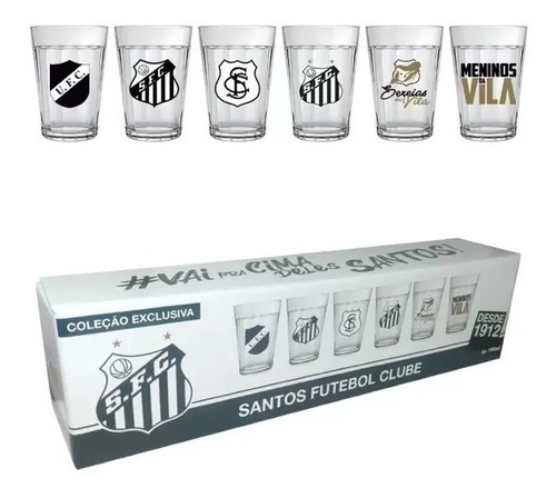 Copo Americano Kit Com 6 Santos Oficial Licenciada