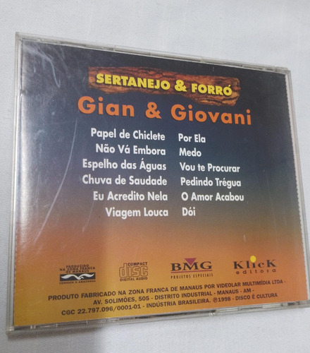 Cd Sertanejo & Forró No Jt - Gian & Giovani - 2 ( 25515 ) (Usado)
