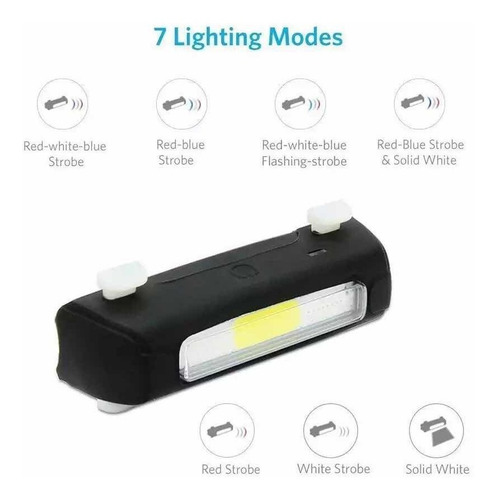 Luz Recargable Bicicleta 3 Colores En 1 Tipo Sirena Policia