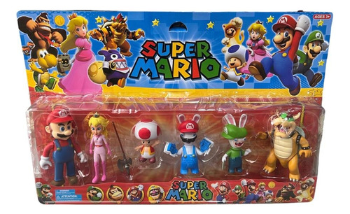 Blister Super Mario Bros Personajes Luigi Princesa Bowser X6