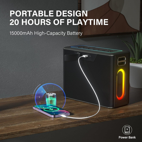 Altavoz Portátil Zeelink Km-10-b, 150 W, Con 2 Micrófonos