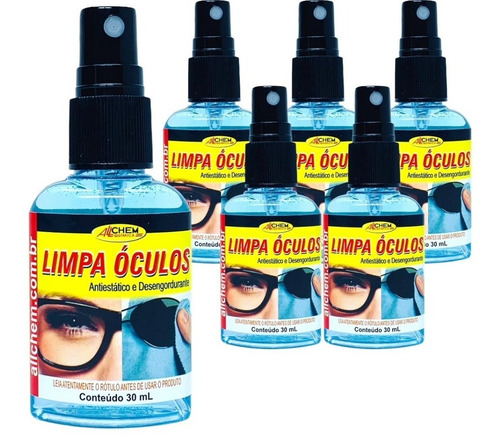 Kit 6 Limpa Óculos Antiestático E Desengordura 30ml