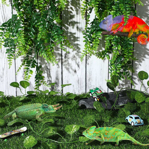 3 Pieces Reptile Terrarium Plants Set Include Fake Hanging S