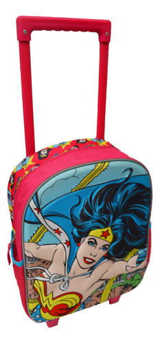 Maleta Ruedas Morral Escolar Dc Comics Mujer Maravilla