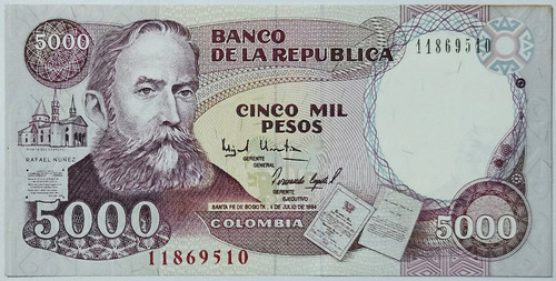 Billete 5000 Pesos 04/jul/1994 Colombia Unc