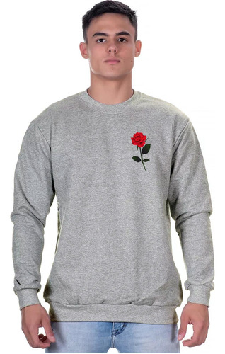 Blusão De Moletom Masculino Básico Inverno Casual Flor Rosa