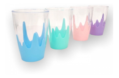 Vasos Splash Pastel Pack De 4 Unidades Acrilico Y Goma