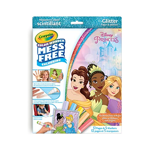 Papel Crayola Color Wonder Glitter, Princesas Disney