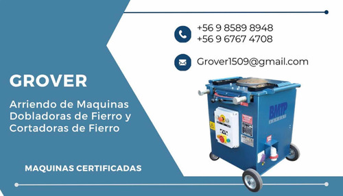 Arriendo De Máquinas Dobladoras Y Cortadoras De Fierros