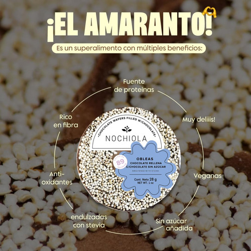 Nochiola Obleas De Chocolate Y Amaranto Rellenas Con Combo D