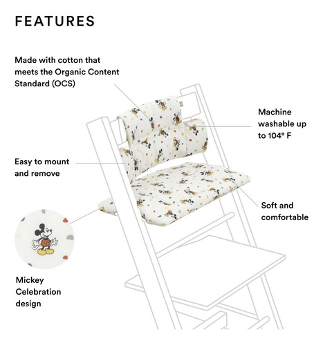 Stokke Tripp Cushion Classion, Mickey Celebration Pares Con