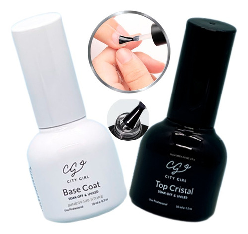 Kit Base Coat + Top Coat Gel Uv Led City Girls 