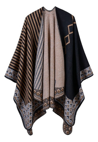 Mujeres Poncho Bufanda Rebeca A Rayas Vendimia Caliente Capa