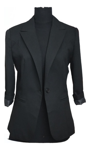 Saco Blazer Forrado Manga 3/4 Crepe Elastizado 