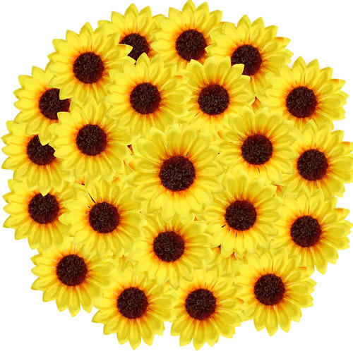 120 Cabeza De Girasol Artificiales De 3.74 Pulgadas, Girasol