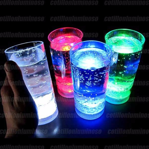 3 Vasos Largos Luminosos Luz Led Cotillon Carioca Fiesta