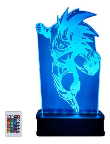 Lampara Dragon Ball Goku Acrílico Led 16 Colores + Poster 