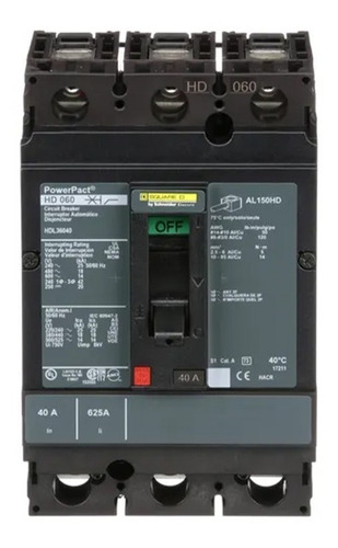 Imagen 2 de 6 de Interruptor Termomagnético Hdl 3p 40a Schneider Hdl36040