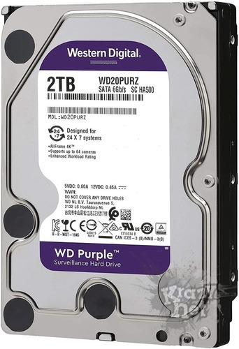 Disco duro interno Western Digital WD Purple WD20PURZ 2TB púrpura