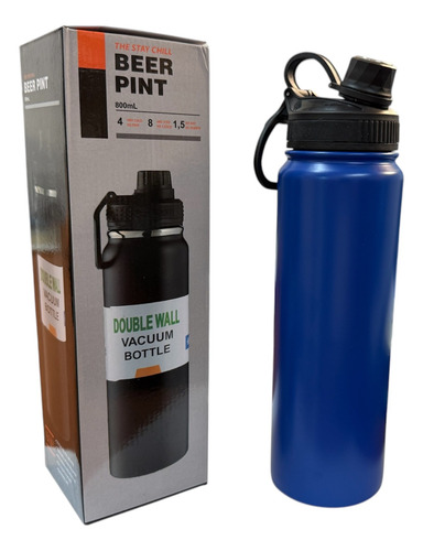 Botella Térmica 800ml Acero Inoxidable Con Filtro Infusiones Azul