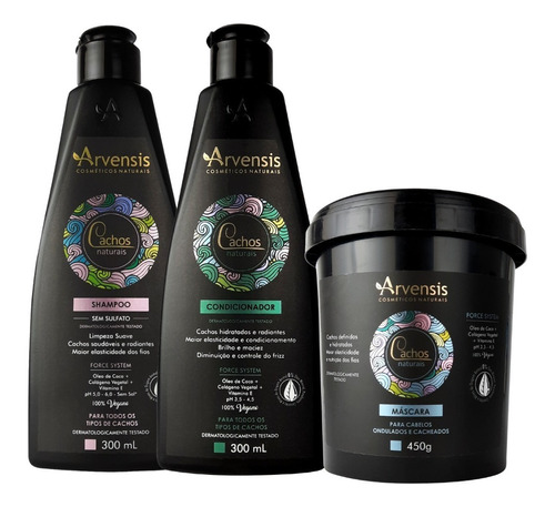 Kit Cachos Arvensis Shampoo+condicionador+mascara Ond. 450g