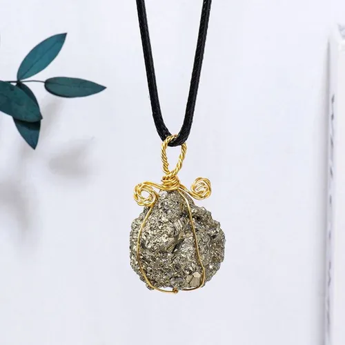 Raw Pyrite Stone Necklace Natural Crystal Stone