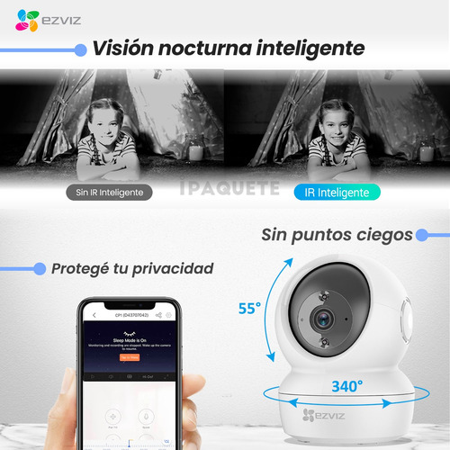 Kit 3 Cámaras Seguridad Ezviz Wifi Interior Domo Motorizada