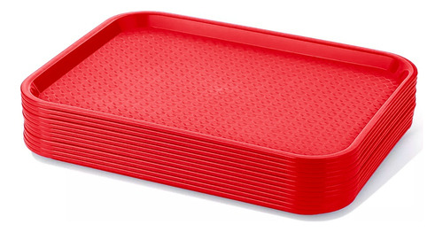Charola Fast Food Bandeja Restaurantera 30 X 40 Cm 6 Piezas Color Rojo